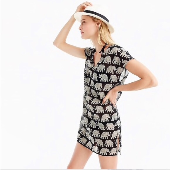 J. Crew Other - J. Crew Tissue Tunic Elephant Print Swim Coverup S
